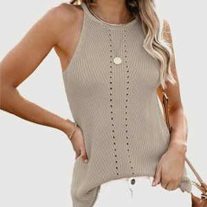 Summer Sweater Halter Neckline - Taupe  - XL